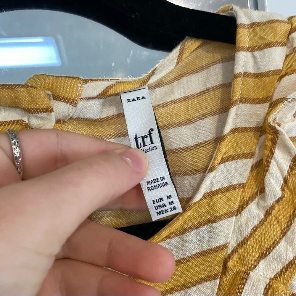Zara Striped Ruffle Cropped Blouse - Picture 4 of 6